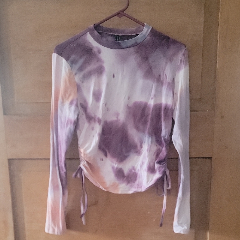 Zaful Purple Tie-Dye Long Sleeve Top